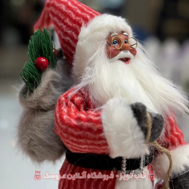 8 عروسک بابانوئل 30 سانت لباس راه راه