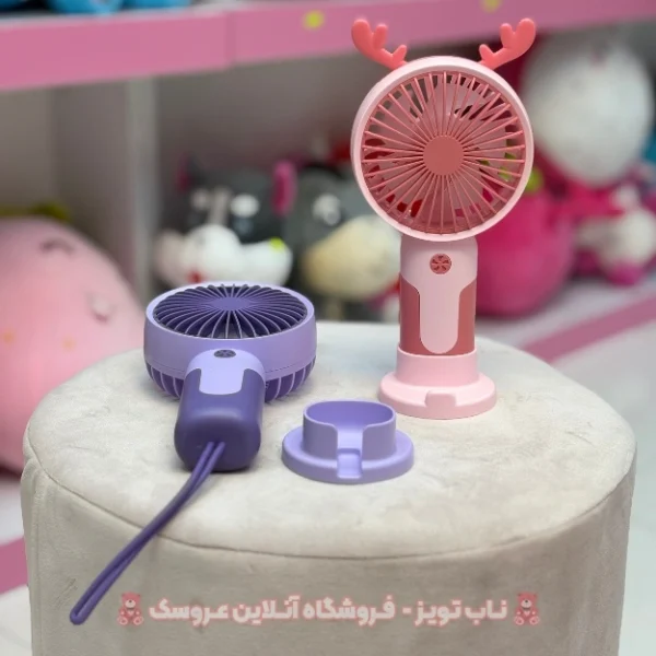 پنکه دستی شارژی مدل شاخ دا رنگر بنفش