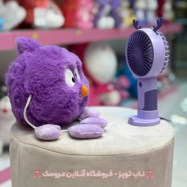 پنکه دستی شارژی مدل شاخ دار بنفش