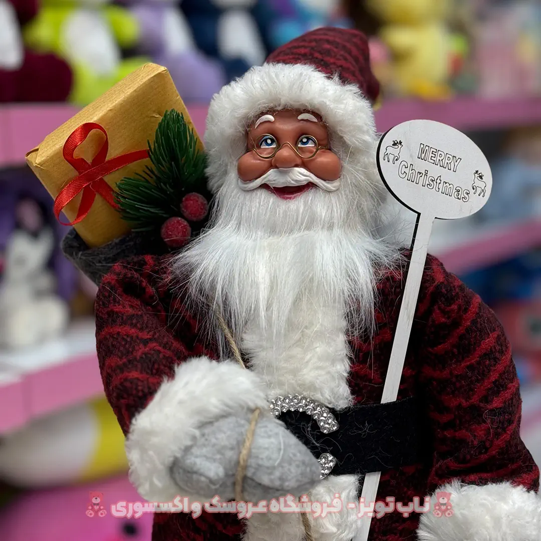 Santa-Claus-doll-50-4 عروسک بابانوئل 50 سانت لباس قرمز