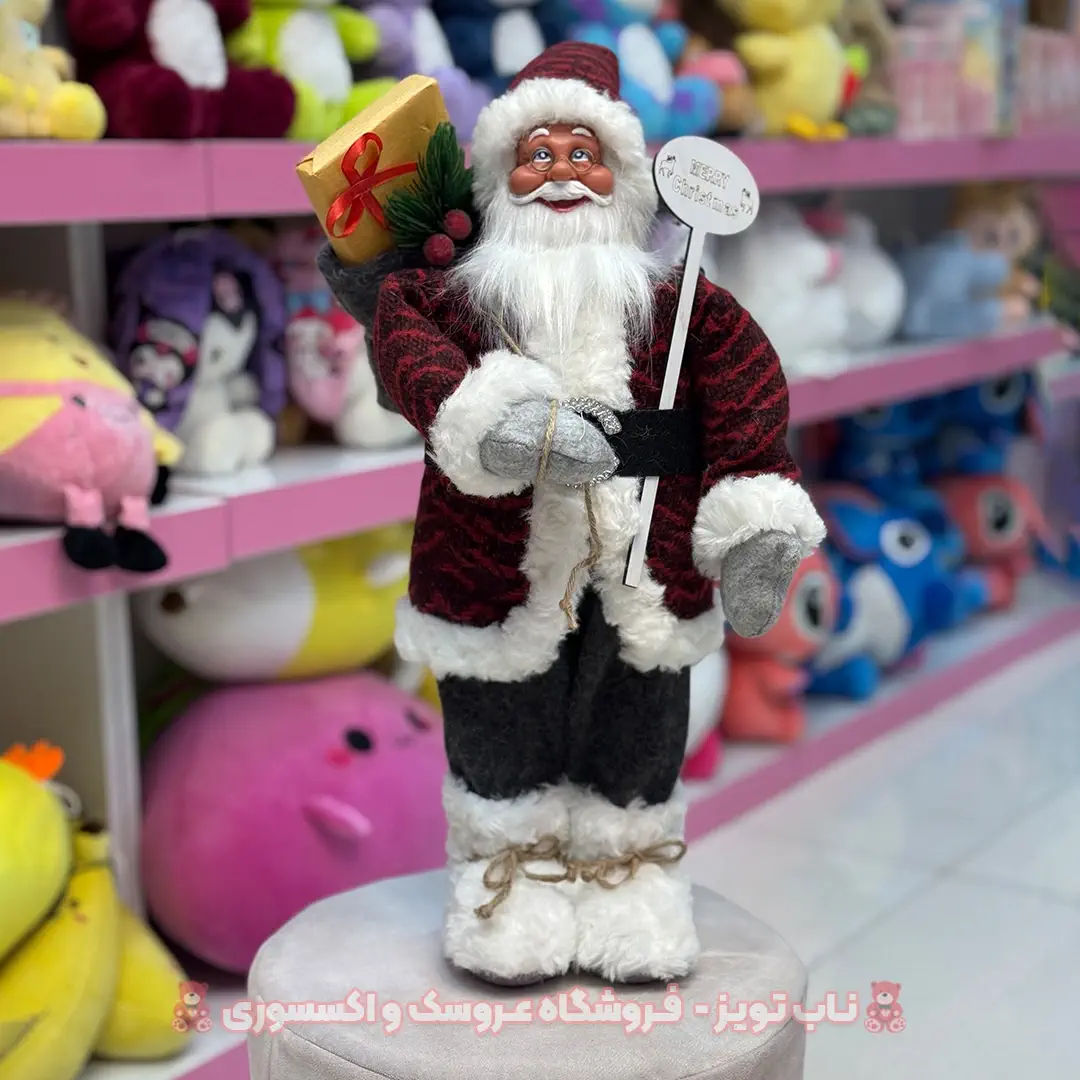 Santa-Claus-doll-50 عروسک بابانوئل 50 سانت لباس مشکی قرمز