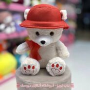 عروسک خرس کلاه دار سفید